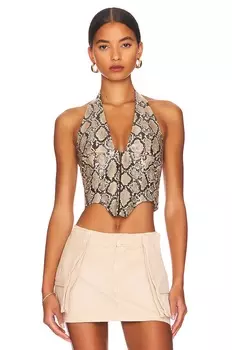 Топ Miaou Mara Faux Leather Corset, цвет Beige Python