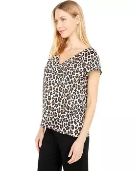 Топ Michael Kors 70s Cat Hammered Satin Top, карамельный