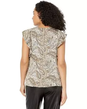 Топ Michael Kors Drama Patchwork Paisley Top, цвет Husk
