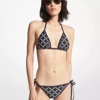 Топ Michael Kors Empire Logo Triangle Bikini, черный/серый