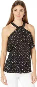 Топ Michael Kors Floral Flounce Halter, хаки