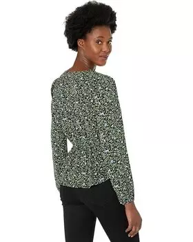 Топ Michael Kors Floral Long Sleeve Wrap Top, черный