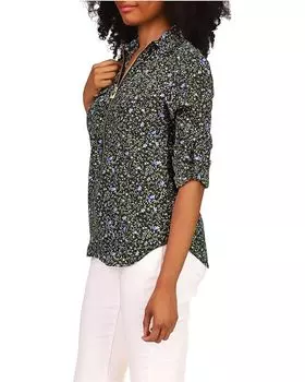Топ Michael Kors Floral Vine Dog Tag Top, черный