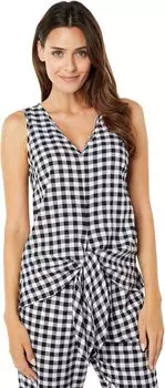 Топ Michael Kors Gingham Tie Front Tank, черный/белый