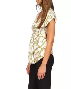 Топ Michael Kors Logo Chain Short Sleeve Ring Top, белый