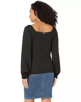 Топ Michael Kors Long Sleeve Puff Sleeve Ruched Top, черный