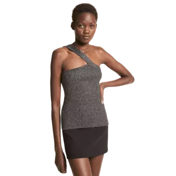 Топ Michael Kors Metallic Stretch Viscose Asymmetric, черный/серебристый