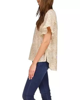 Топ Michael Kors Paisley Ruffle Sleeve Top, хаки
