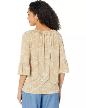 Топ Michael Kors Palm Flare Sleeve Top, хаки