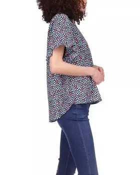 Топ Michael Kors Palm Ruffle Sleeve Top, цвет Midnight Blue