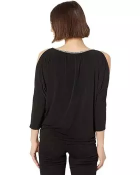 Топ Michael Kors Petite Chain Neck Cold-Shoulder Top, черный