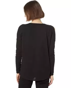 Топ Michael Kors Petite Waffle Stud Cold-Shoulder Top, черный