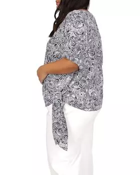 Топ Michael Kors Plus Size Abstract Batik Side Tie Top, цвет Midnight Blue