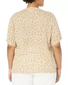 Топ Michael Kors Plus Size Giraffe Grommet Neck Top, хаки