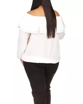 Топ Michael Kors Plus Size Short Sleeve Ruffle Peasant Top, белый