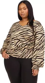 Топ Michael Kors Plus Size Tiger Smock Top, хаки