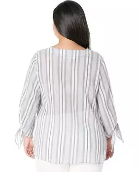 Топ Michael Kors Plus Size Vacay Stripe Tie Top, цвет Dark Chambray