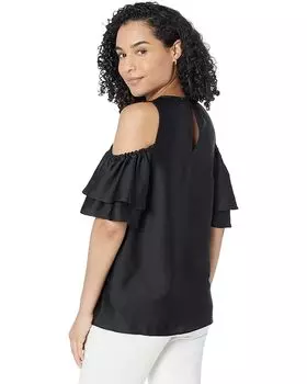 Топ Michael Kors Satin Cold-Shoulder Top, черный