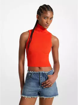 Топ Michael Kors Sleeveless Turtleneck Cropped, оранжевый