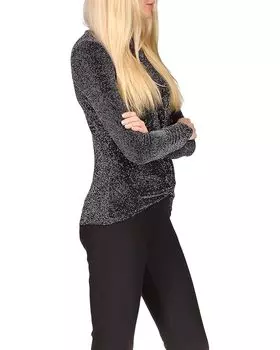 Топ Michael Kors Twist Hem Long Sleeve Top, черный/серебряный