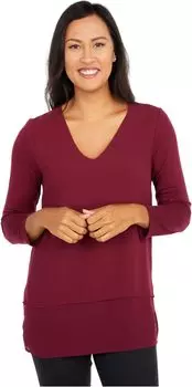 Топ Michael Kors V-Neck Mixed Media, цвет Dark Ruby