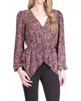 Топ MICHAEL Michael Kors Pop Lux Paisley Wrap, цвет Royal Pink