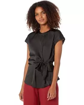 Топ MICHAEL Michael Kors Short Sleeve Wrap, черный