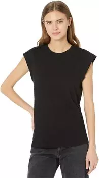 Топ Michael Stars Joey Super Soft Vintage Jersey High Crew Power Shoulder Tank, черный