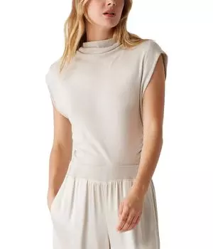 Топ Michael Stars Reese Mock Neck Power Shoulder Top, цвет Cement