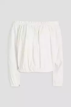 Топ Mimi с открытыми плечами из хлопкового крепона RAG & BONE, белый