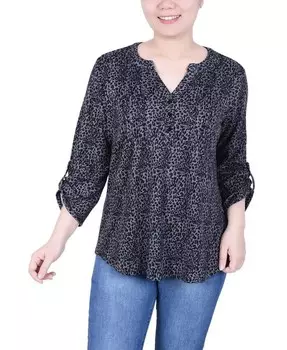 Топ миниатюрного размера с рукавами 3/4 NY Collection, мультиколор