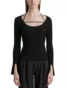 Топ Minka Compact Rib Halter черного цвета JONATHAN SIMKHAI