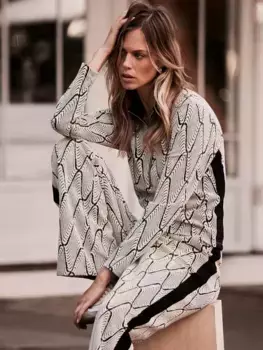 Топ Mint Velvet Jacquard Zip, цвет white/black