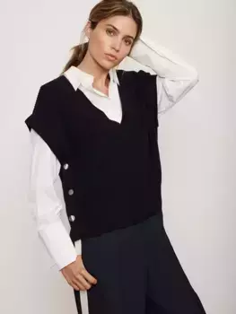 Топ Mint Velvet Sleeveless Cotton Rib Knit Tabard, темно-синий