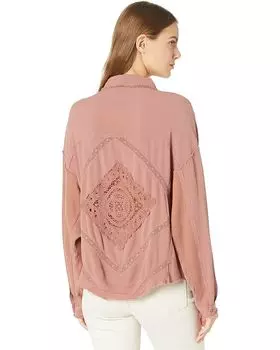 Топ Miss Me Lace Contrast Woven Top, цвет Mauve Pink
