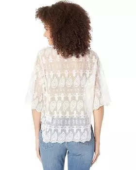 Топ Miss Me Sheer Embroidered Lined Top, естественный
