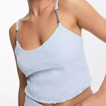 Топ Miss Selfridge Co-Ord Cropped Chain Strap, светло-голубой