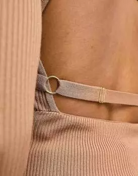 Топ Miss Selfridge цвета мокко с квадратным вырезом и открытой спиной