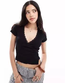 Топ Miss Selfridge с ажурной отделкой и запахом, черный