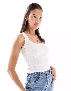 Топ Miss Selfridge с кружевной отделкой и ажурными вставками белого цвета