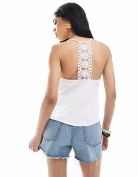 Топ Miss Selfridge с кружевной спинкой и свободным лифом белого цвета