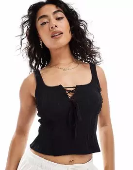 Топ Miss Selfridge со шнуровкой черного цвета