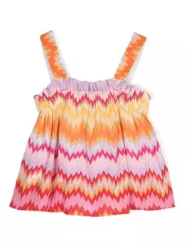 Топ Missoni Kids с зигзагообразным узором и квадратным вырезом, розовый