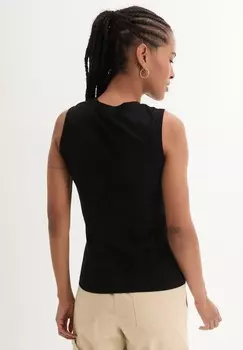 Топ MIT HALSNAHEM RUNDHALSAUSSCHNITT bonprix, черный