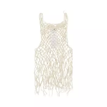 Топ MM6 Maison Margiela Net Crochet Tank Top White, белый
