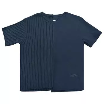 Топ MM6 Maison Margiela Ribbed Short-Sleeve Top, черный