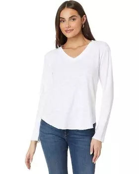 Топ Mod-o-doc Long Sleeve Waffle Mix V-Neck Top, белый