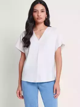 Топ Monsoon Viola Linen Blend V-Neck, белый