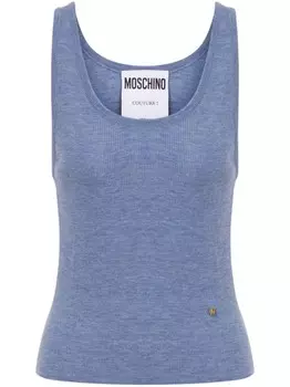 Топ Moschino в мелкий рубчик, синий
