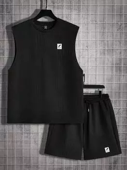 Топ мужской и шорты Manfinity Homme с нашивками, черный